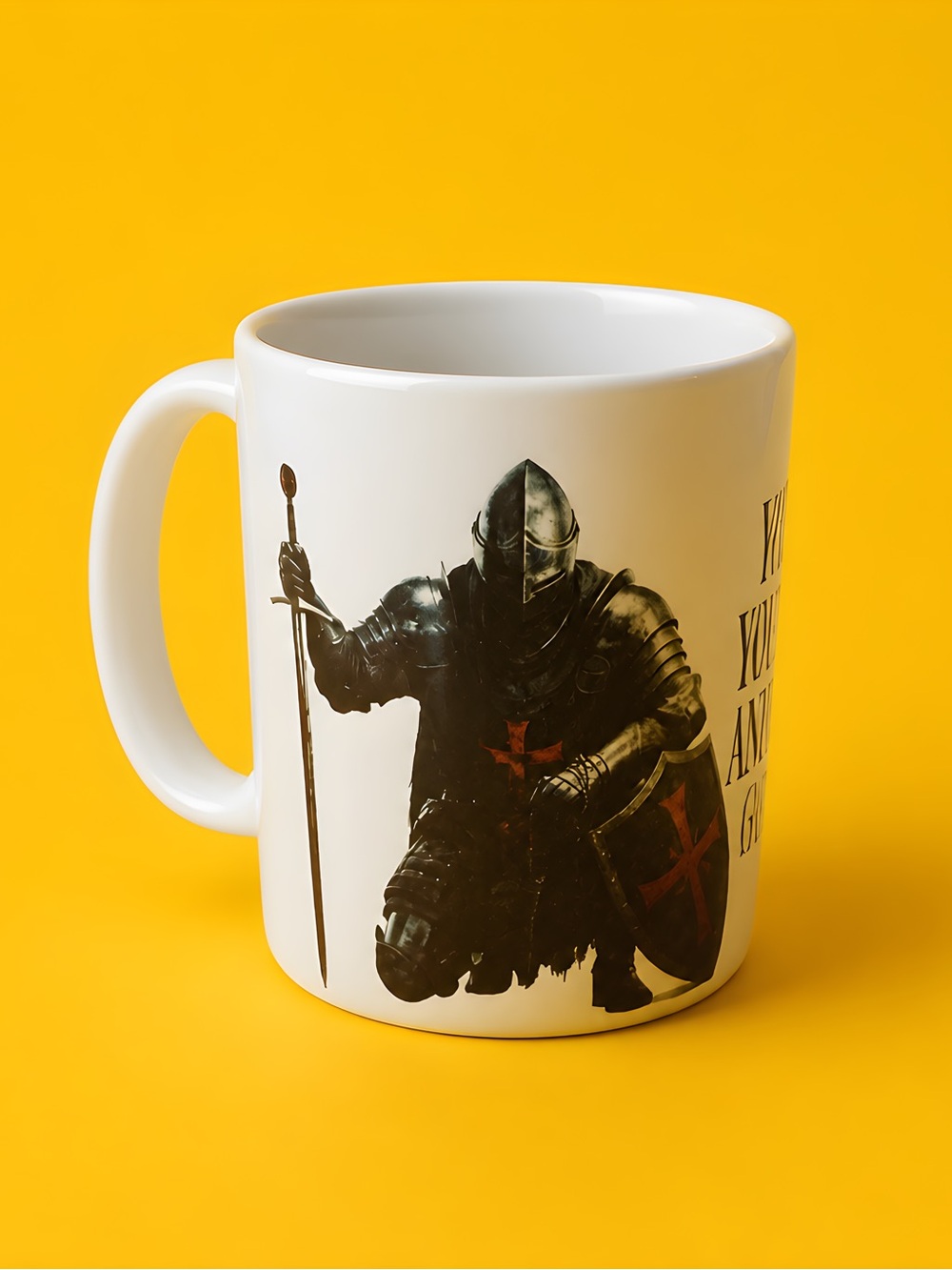 White Knight Graphic Ceramic Coffee Mug